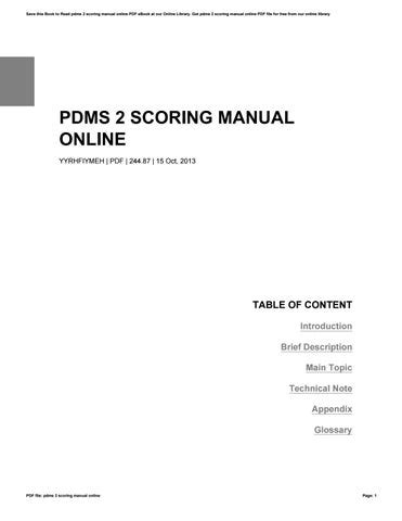 PDMS 2 SCORING MANUAL ONLINE Ebook Doc