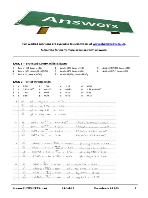 PEARSON CHEMISTRY WORKBOOK ANSWERS ACID BASES Ebook Epub