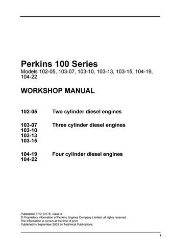 PERKINS 104 22 WORKSHOP MANUAL Ebook Doc
