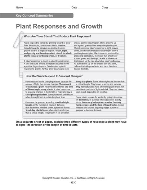 PLANT RESPONSES AND GROWTH PEARSON ANSWER Ebook Kindle Editon