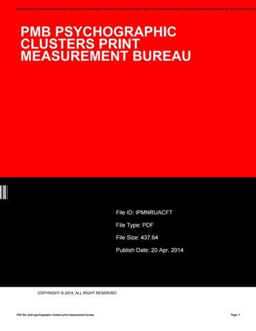 PMB Psychographic Clusters - Print Measurement Bureau PDF Doc