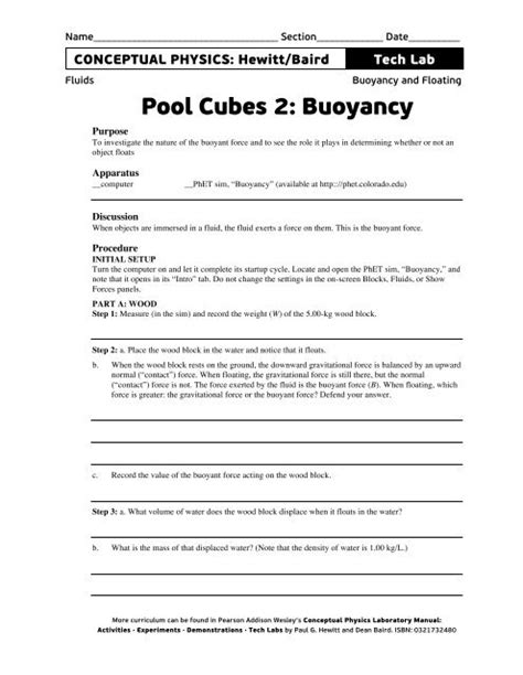 POOL CUBES 2 BUOYANCY ANSWERS Ebook Epub