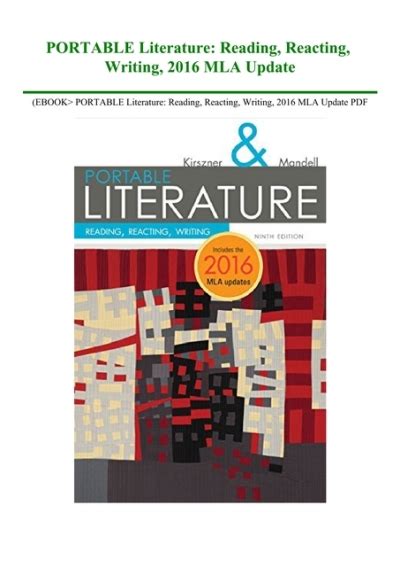 PORTABLE Literature Reading Reacting Writing 2016 MLA Update MindTap Course List Epub