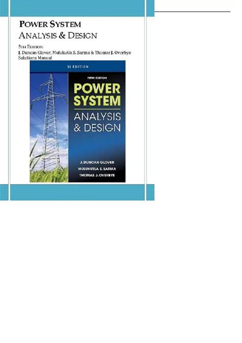 POWER SYSTEM ANALYSIS AND DESIGN 5TH EDITION SOLUTION MANUAL Ebook Epub