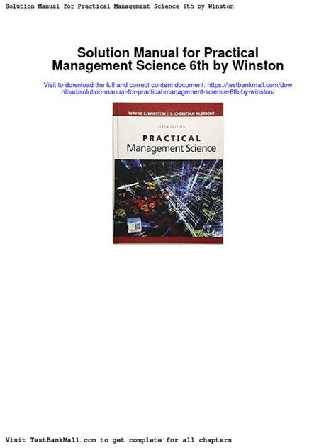 PRACTICAL MANAGEMENT SCIENCE PROBLEM SOLUTION MANUAL Ebook Kindle Editon