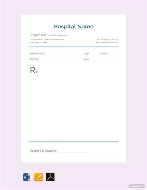 PRESCRIPTION TEMPLATE WORD Ebook Doc