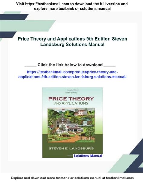 PRICE THEORY AND APPLICATIONS LANDSBURG SOLUTION MANUAL Ebook Kindle Editon