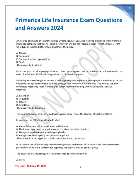 PRIMERICA LIFE INSURANCE EXAM QUESTIONS AND ANSWER Ebook Doc