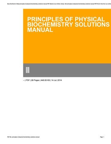 PRINCIPLES OF PHYSICAL BIOCHEMISTRY SOLUTIONS MANUAL Ebook PDF