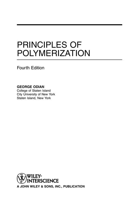 PRINCIPLES OF POLYMERIZATION ODIAN SOLUTION MANUAL Ebook Doc