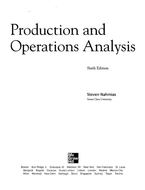 PRODUCTION AND OPERATIONS ANALYSIS SIXTH EDITION SOLUTIONS Ebook Reader