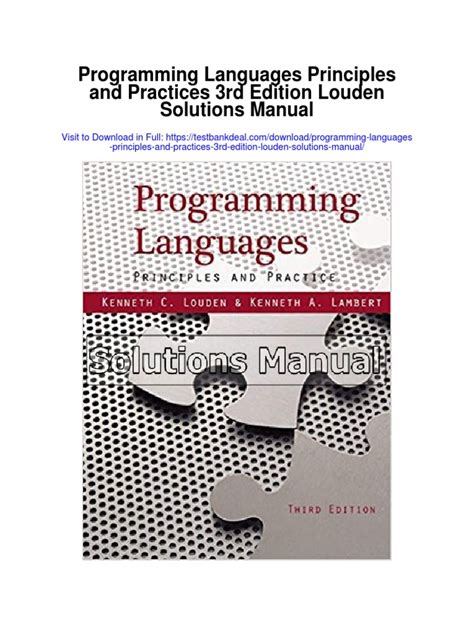 PROGRAMMING LANGUAGES PRINCIPLES AND PRACTICE SOLUTIONS MANUAL Ebook Doc