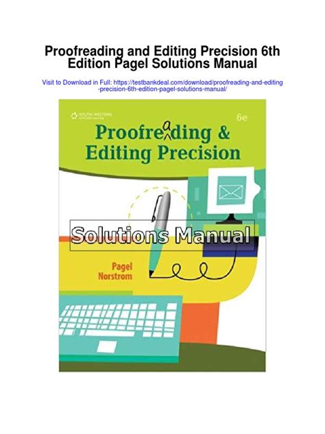 PROOFREADING EDITING PRECISION SOLUTIONS MANUAL 6 Ebook Epub