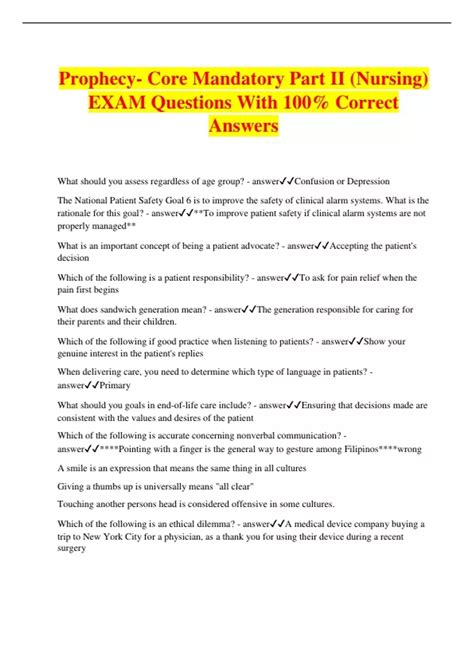 PROPHECY NURSING EXAM QUESTIONS Ebook Epub