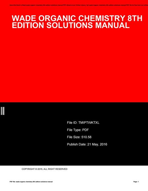 PUBLISHER WADE ORGANIC CHEMISTRY 8TH EDITION SOLUTIONS MANUAL PDF Ebook Epub