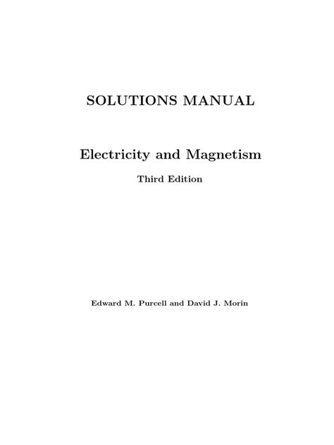 PURCELL ELECTRICITY AND MAGNETISM SOLUTIONS PDF Ebook Doc