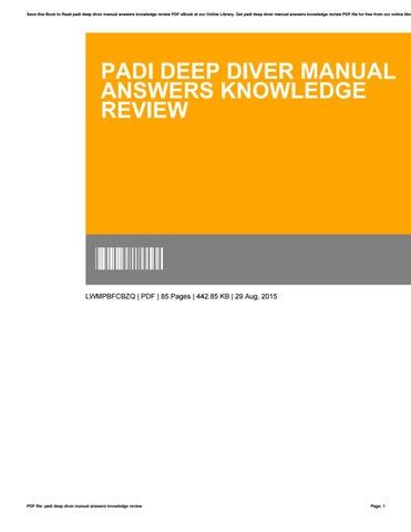 Padi Deep Diver Manual Answers Knowledge Review Doc