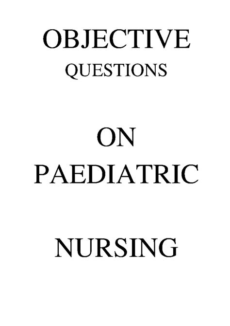 Paediatric Nursing Questions & Answers PDF