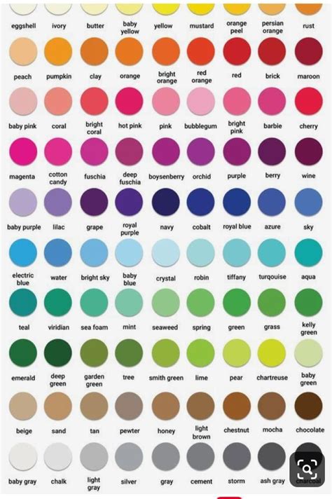Paint Color Chart With Names