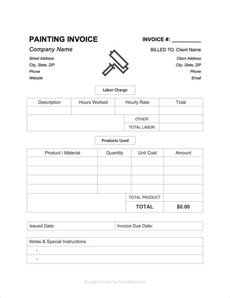 Painting Invoice Template Free