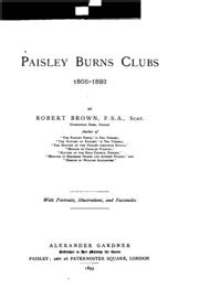 Paisley Burns Clubs 1805-1893 Kindle Editon