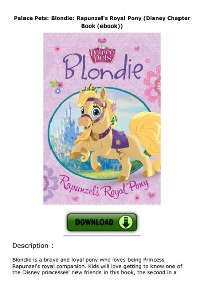 Palace Pets Blondie A Regal Pony for Rapunzel Disney Storybook eBook