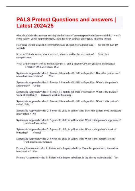 Pals Pretest 2013 Answers PDF