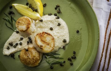 Pan-seared scallops with cauliflower puree