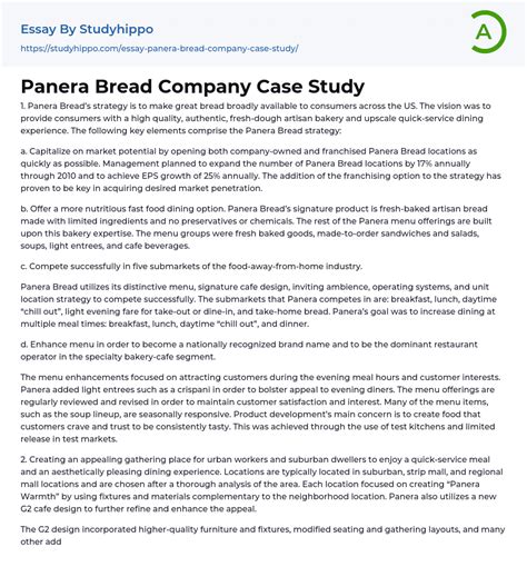 Panera Bread Case Study Solutions Doc