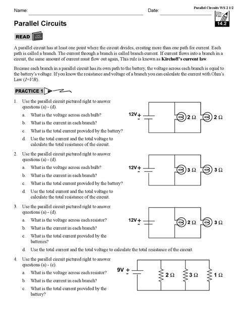 Parallel Circuits Worksheet Answers PDF