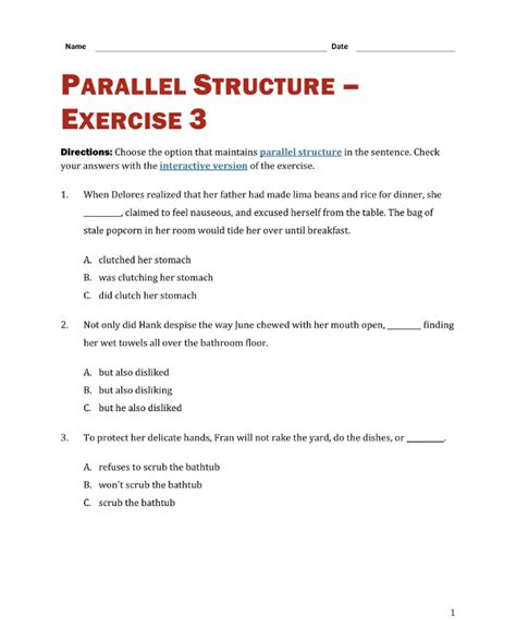 Parallel Structure Exercise Answers PDF