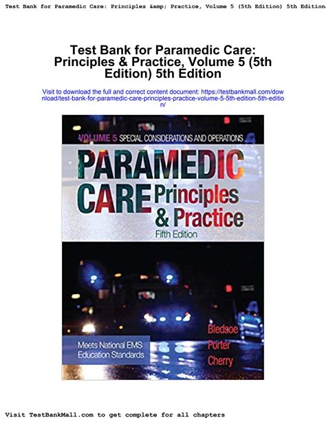 Paramedic Care Principles and Practice Volume 5 5th Edition Epub