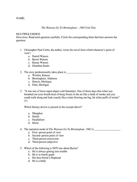 Parcc Assessment Questions From The Watsons Go To Birmingham PDF Epub