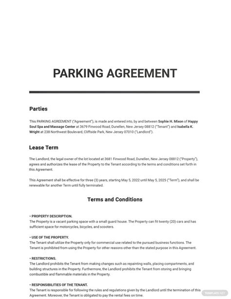 Parking Contract Template