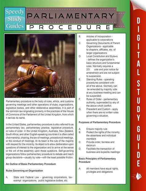 Parliamentary Procedure Speedy Study Guides Doc