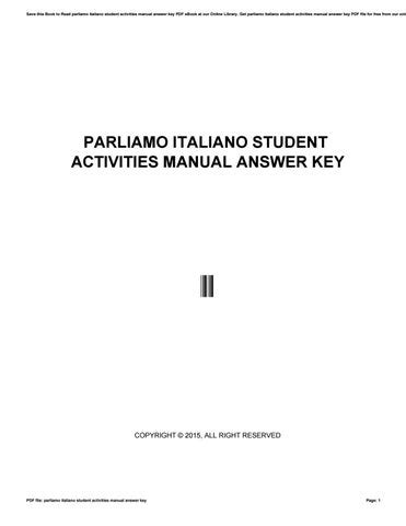 Parliamo Italiano Workbook Answer Key Epub