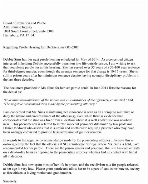 Parole Support Letter Template