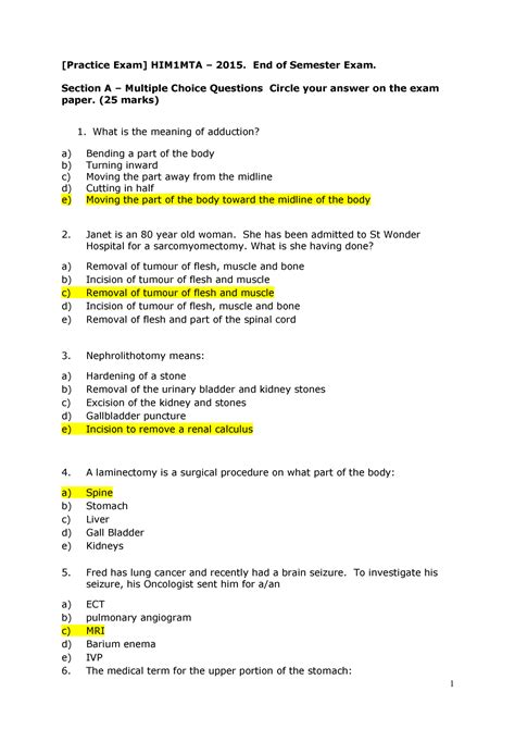 Part V Examination Questions And Answers PDF