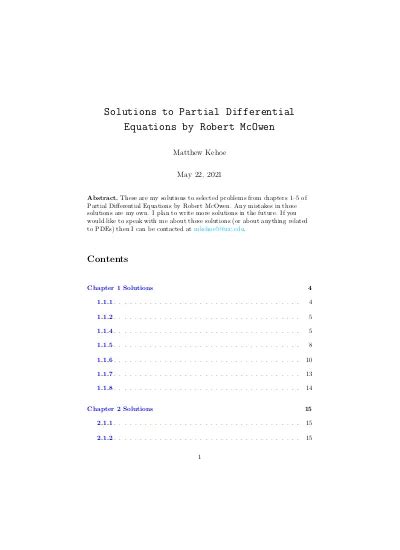 Partial Differential Equations Mcowen Solution Kindle Editon