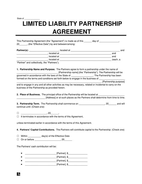 Partnership Agreement For Llc Template