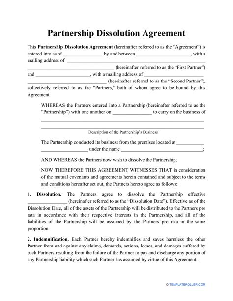 Partnership Dissolution Agreement Download Reader