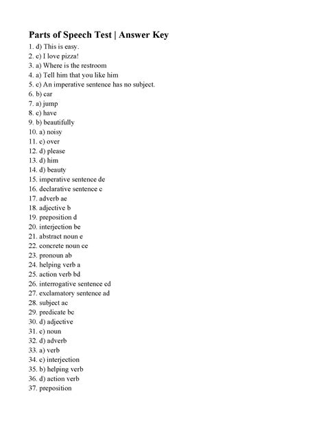 Parts Of Speech Answer Key Epub