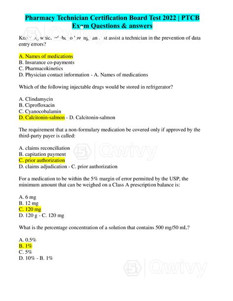 Pass Assured Pharmacy Technician Test Answers Kindle Editon