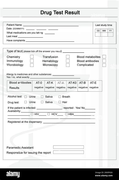 Passed Drug Test Results Template
