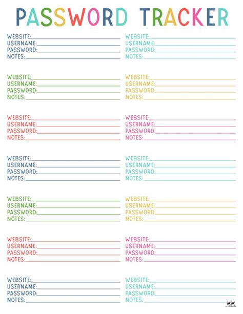 Password Tracker Printable