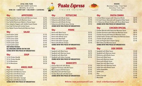 Pasta Express Menu: 50 Scrumptious Dishes for Your Express Dining Needs