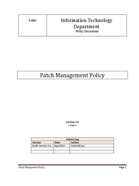Patch Management Procedure Template