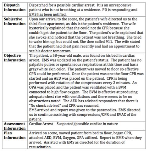 Patient Care Report Narrative Template