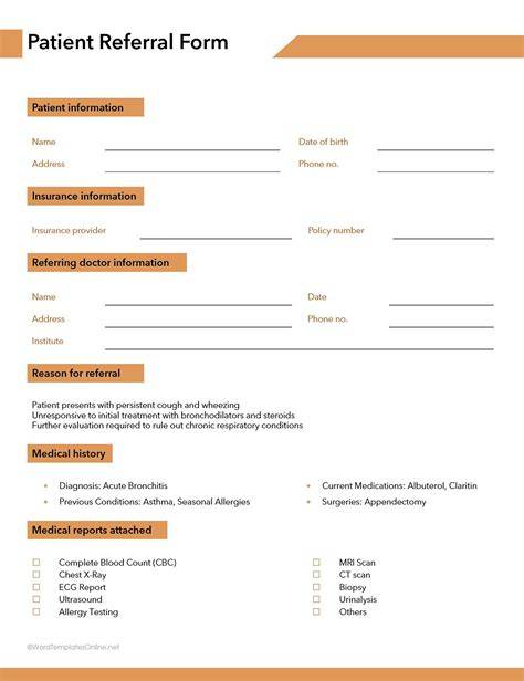 Patient Referral Form Template