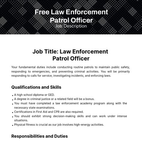 Patrol Officer Job Description: Upholding the Law and Protecting Communities